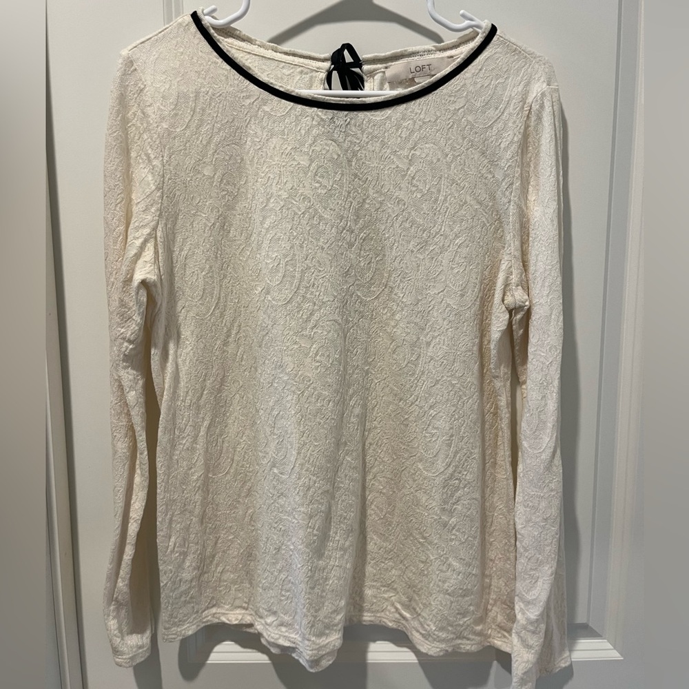 White lace and black bow top